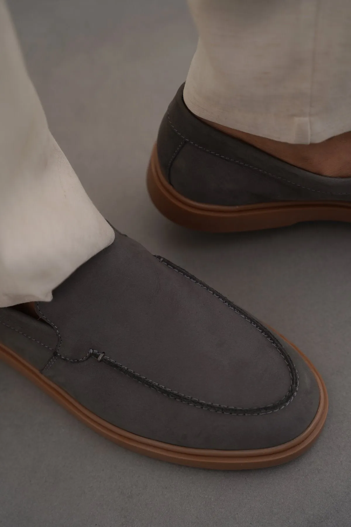 NUBUCK LEATHER SLIP-ON LOAFERS