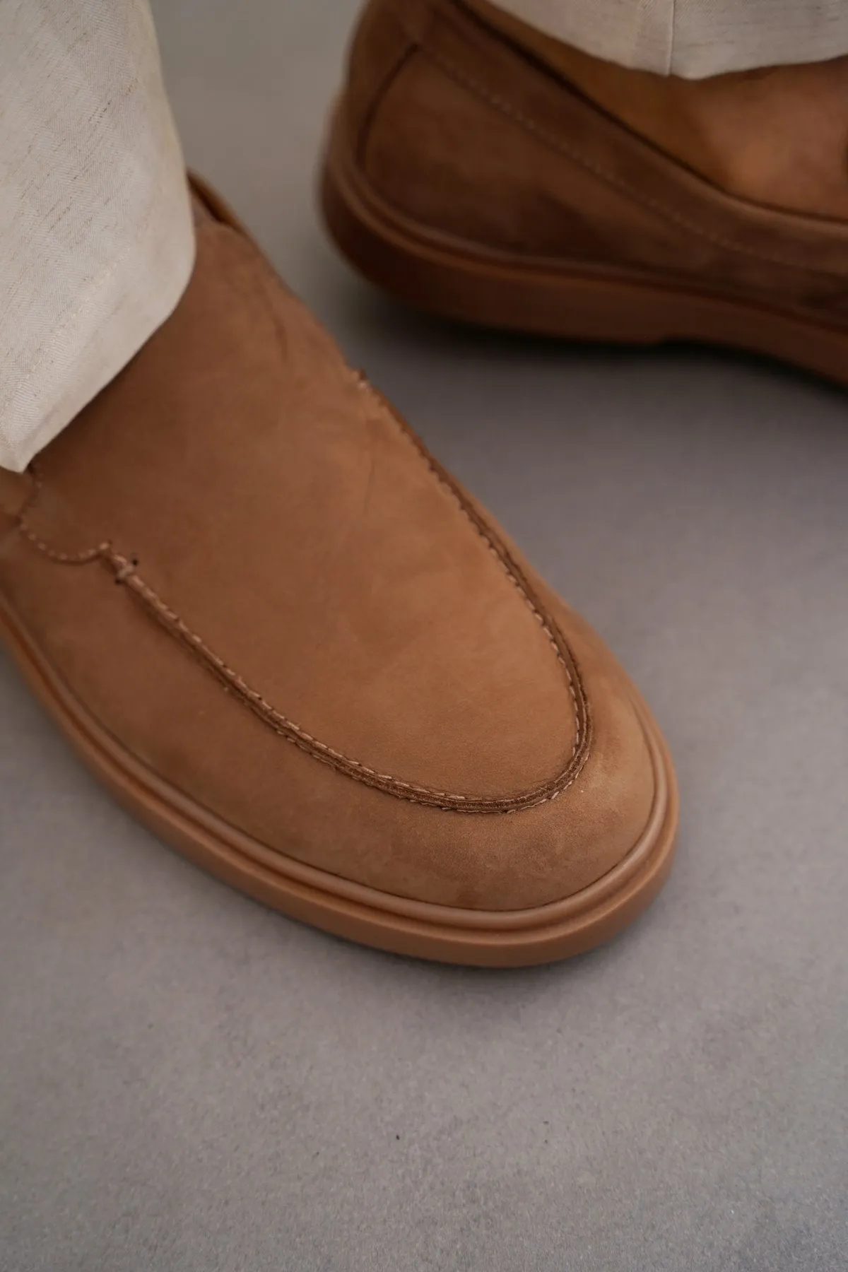 NUBUCK LEATHER SLIP-ON LOAFERS