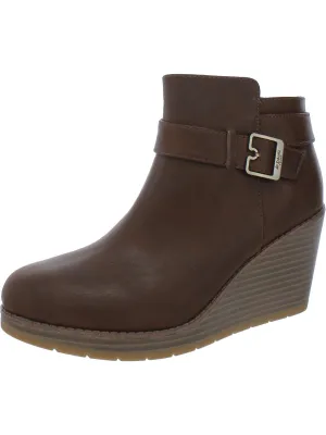 One Up Womens Zipper Ankle Wedge Boots