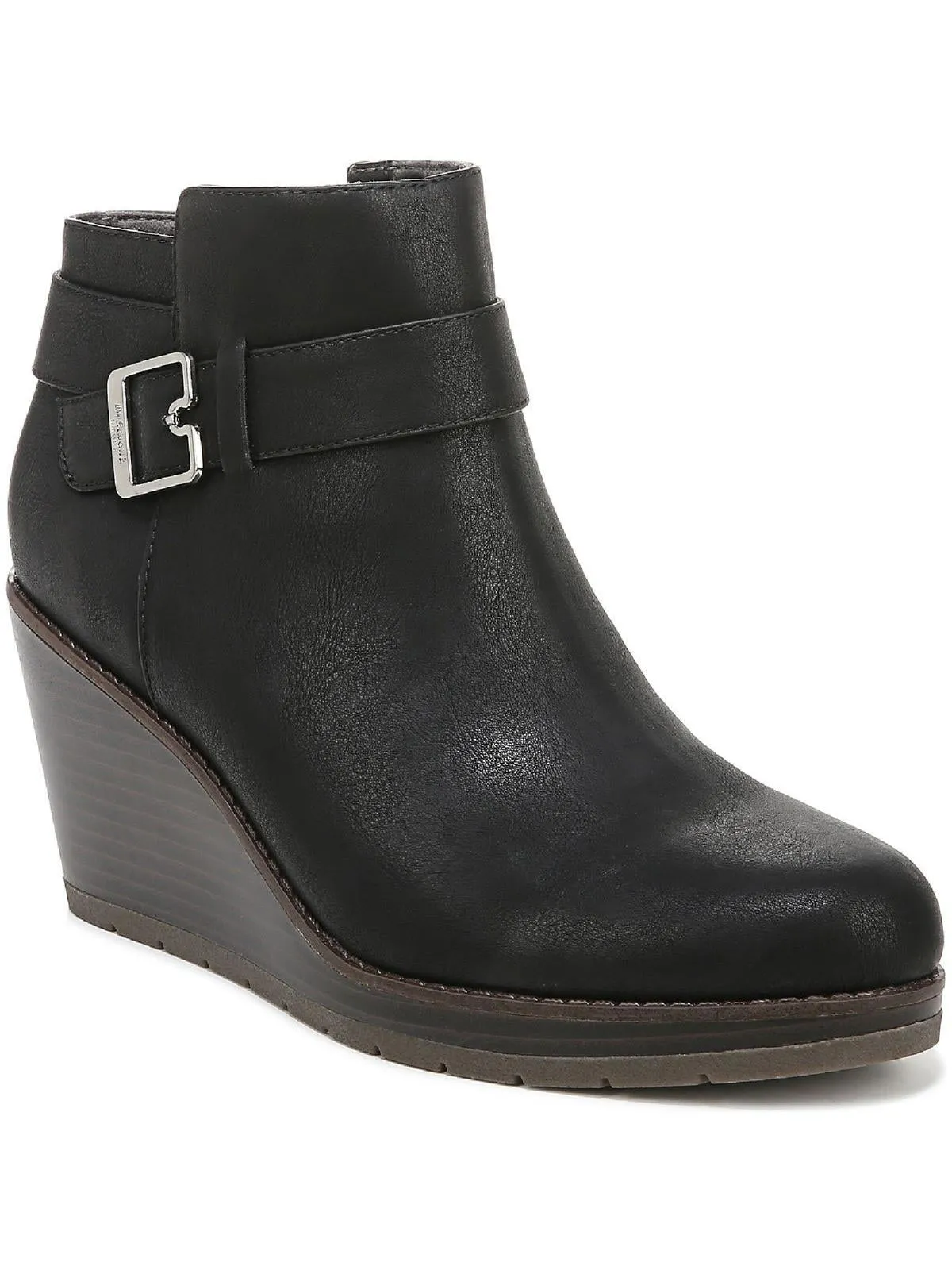 One Up Womens Zipper Ankle Wedge Boots