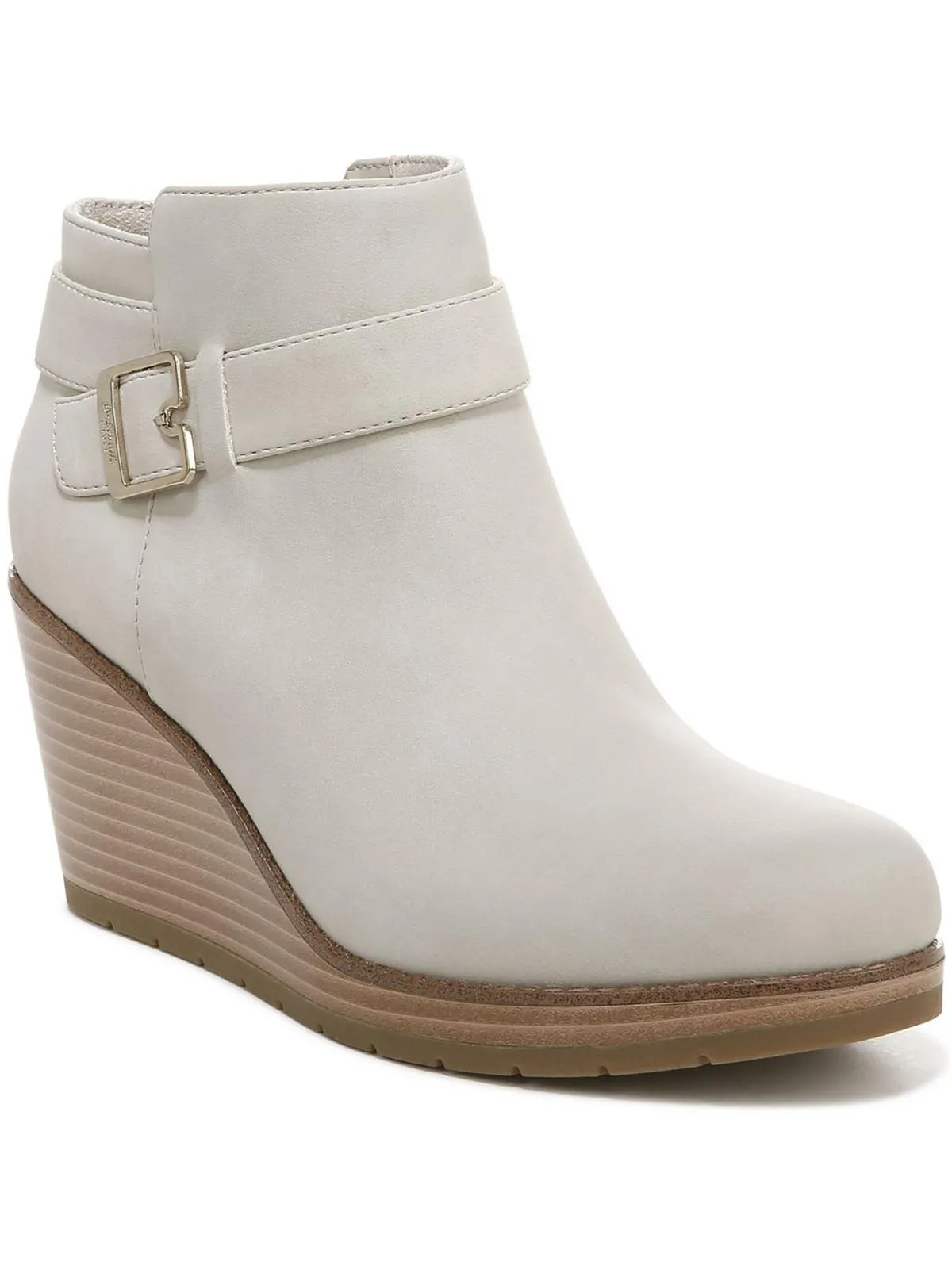 One Up Womens Zipper Ankle Wedge Boots