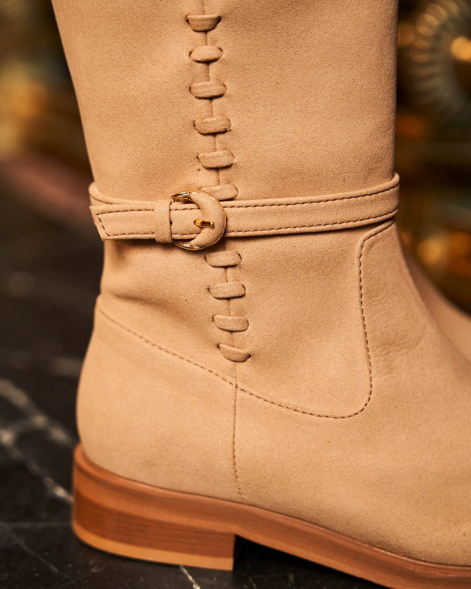 Panacea Vegan Suede Knee Boots | Latte