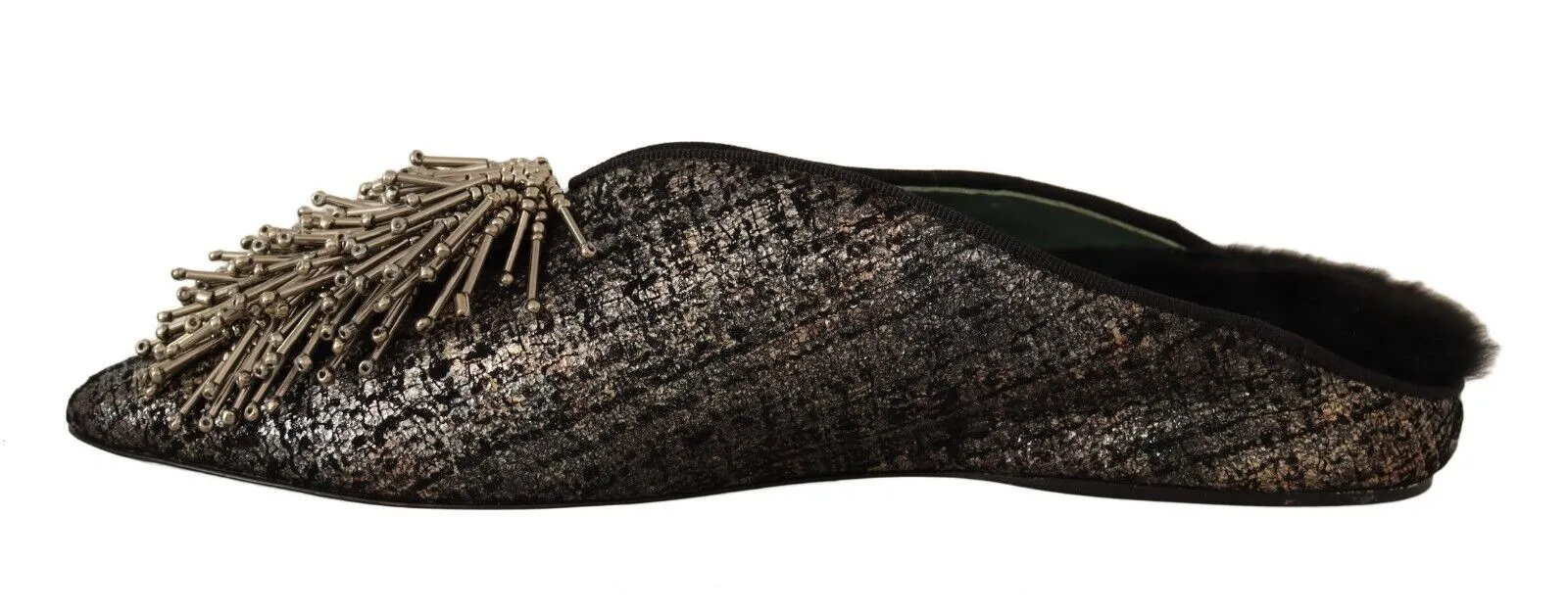 Paola D'Arcano Jacquard Leather Embellished Slip On Women's Shoes