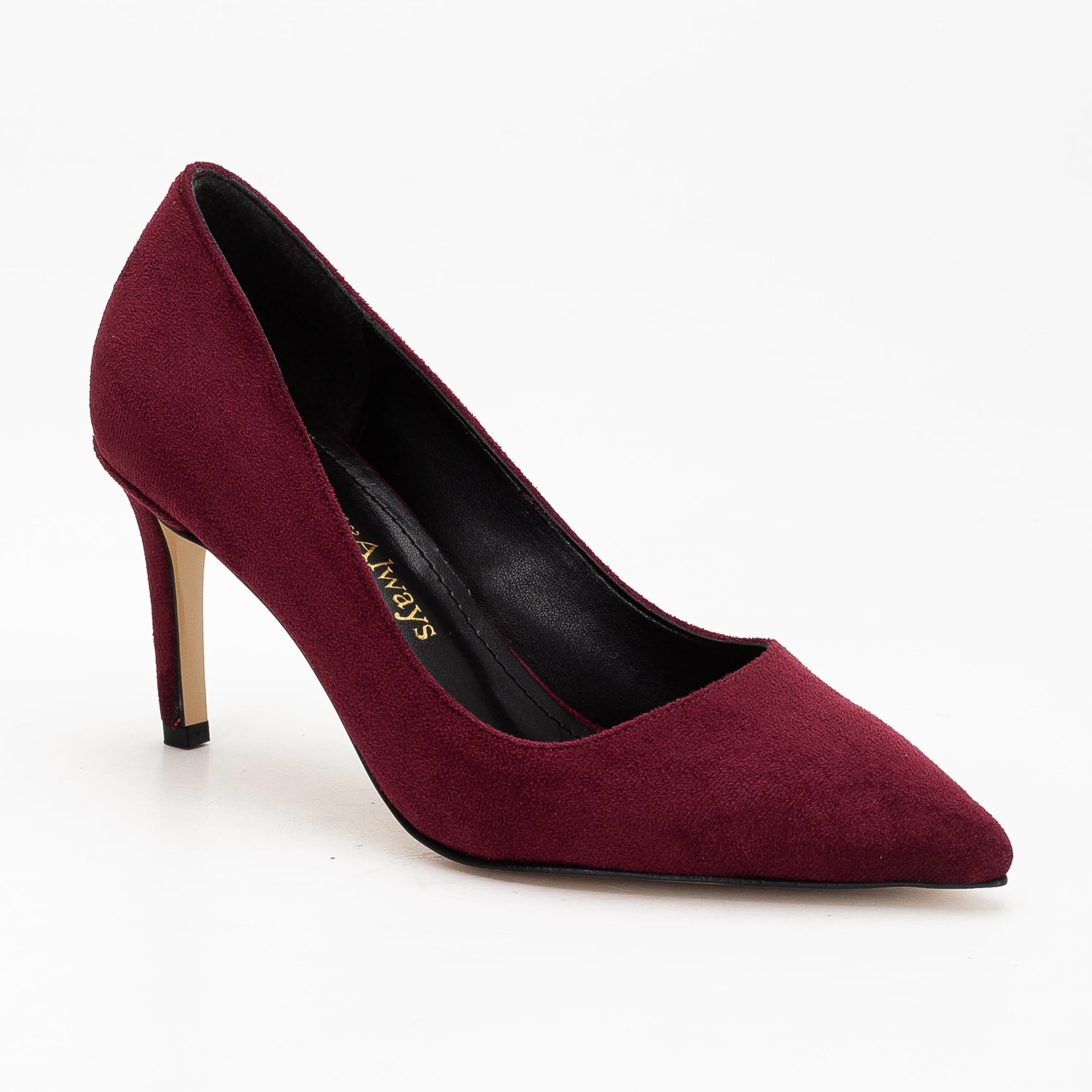 Perla Vegan Suede Pointed Toe Stiletto Pumps | Burgundy