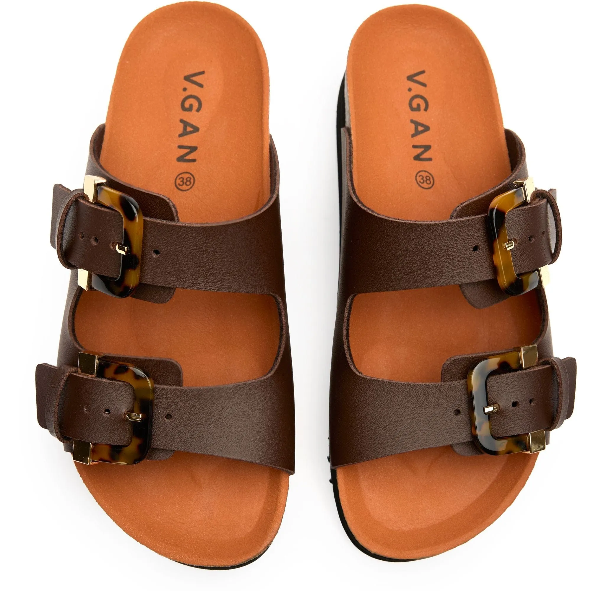 Plum Women's Vegan Footbed Sandals | Brown Tortoiseshell