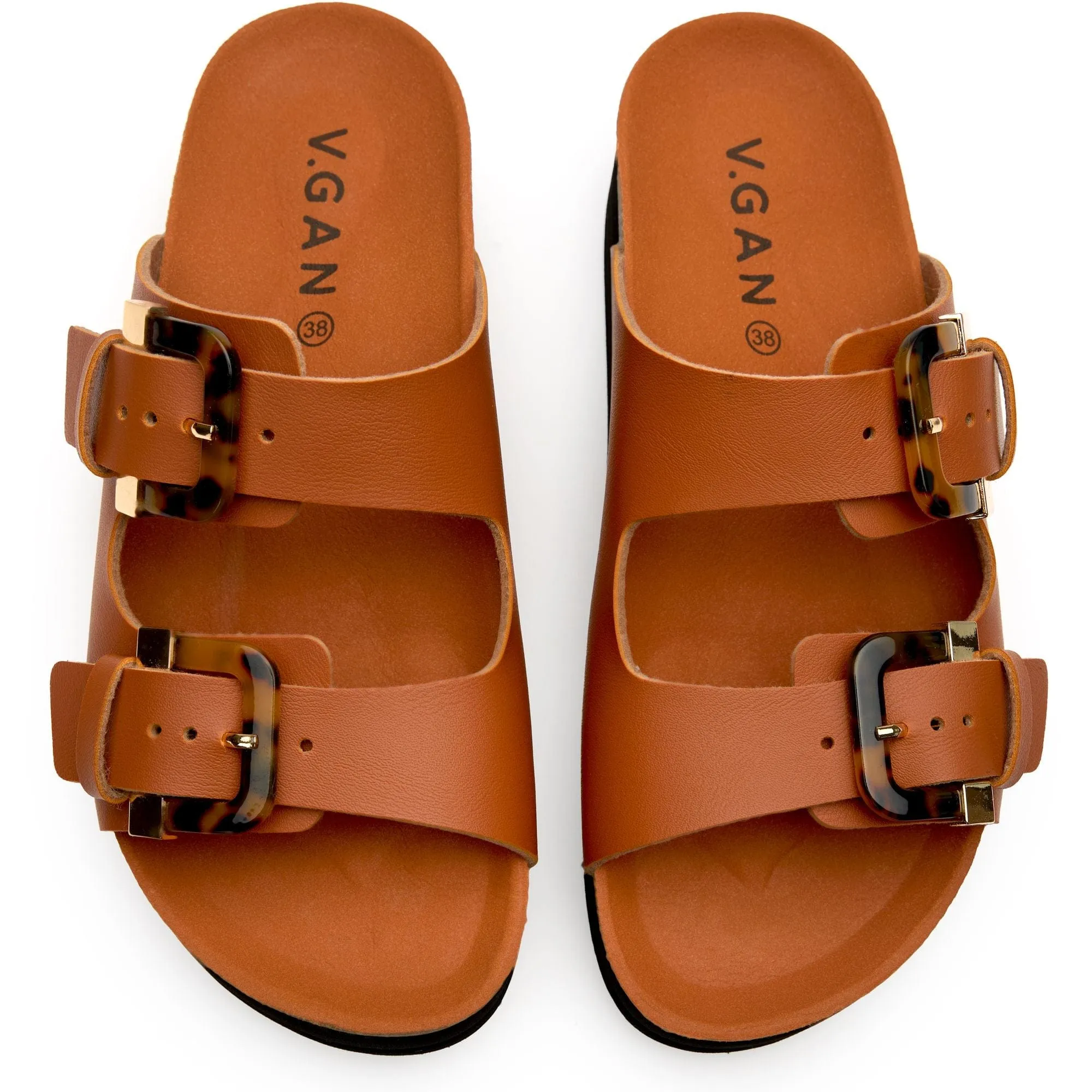 Plum Women's Vegan Footbed Sandals | Tan Tortoiseshell