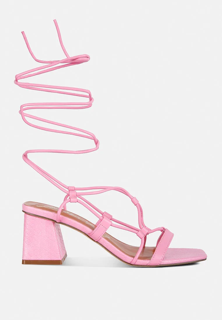 provoked lace up block heeled sandals