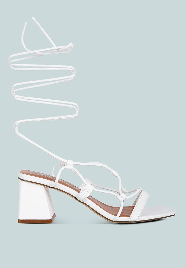 provoked lace up block heeled sandals