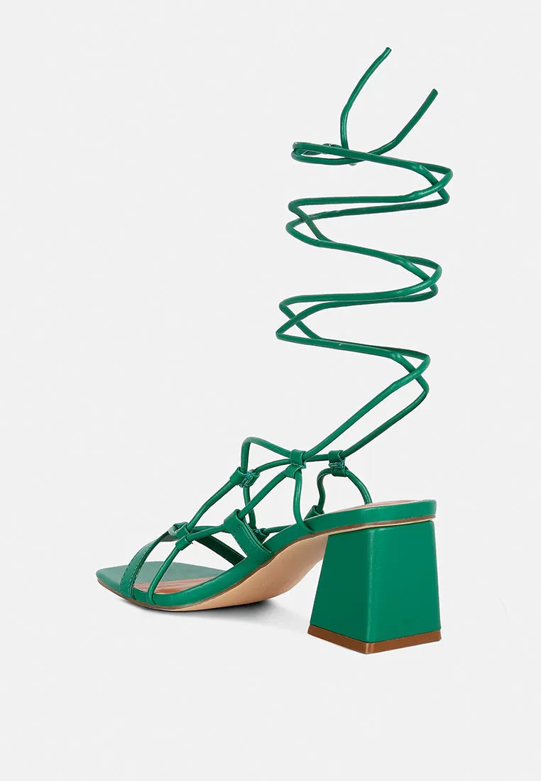 provoked lace up block heeled sandals