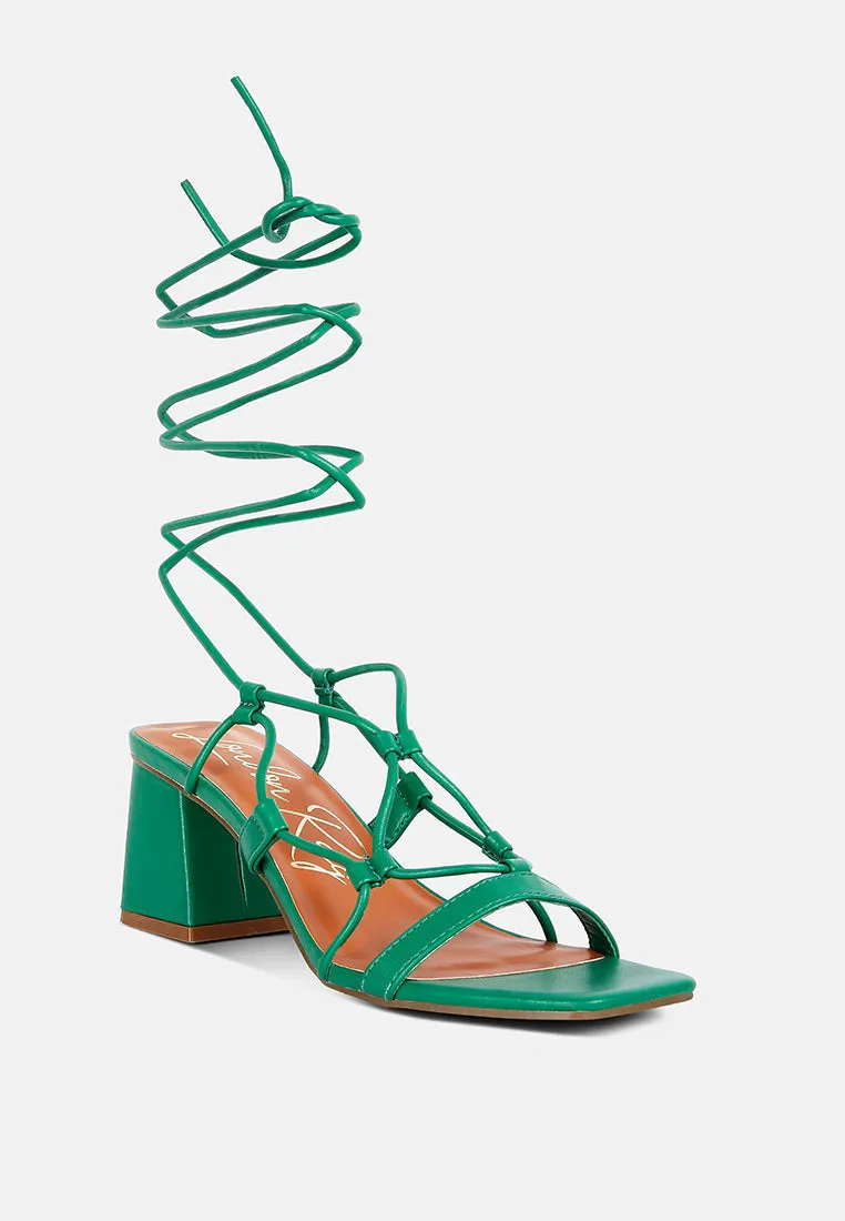 provoked lace up block heeled sandals