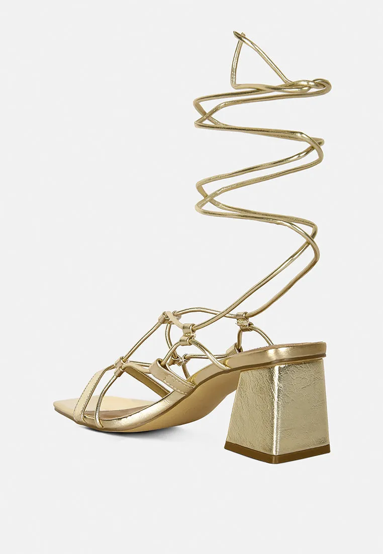 provoked lace up block heeled sandals