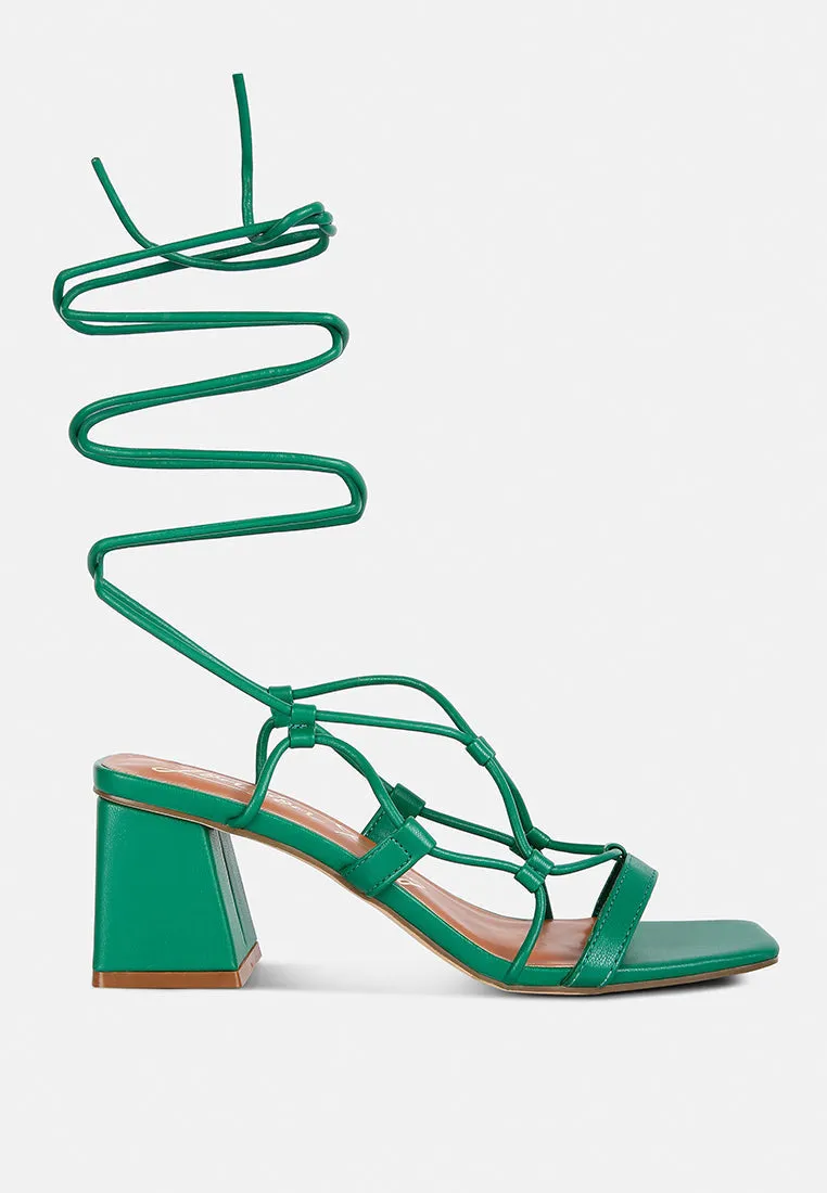 provoked lace up block heeled sandals