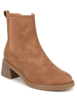 Redux Womens Faux Leather Stack Heel Ankle Boots