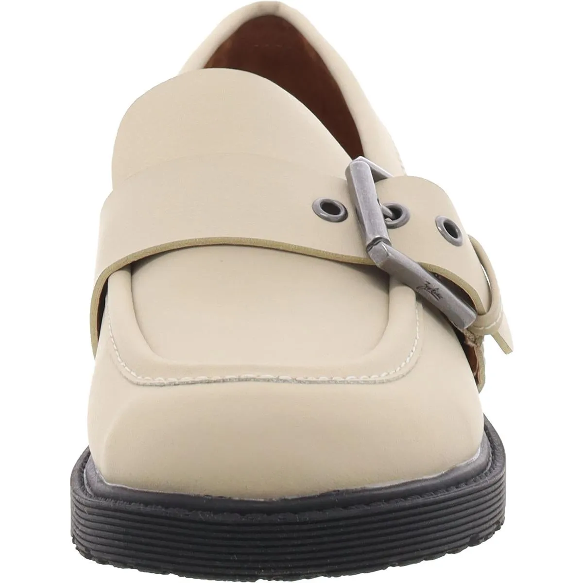 Renee Womens Faux Leather Block Heel Loafers