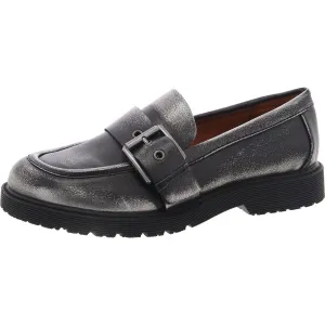 Renee Womens Faux Leather Block Heel Loafers