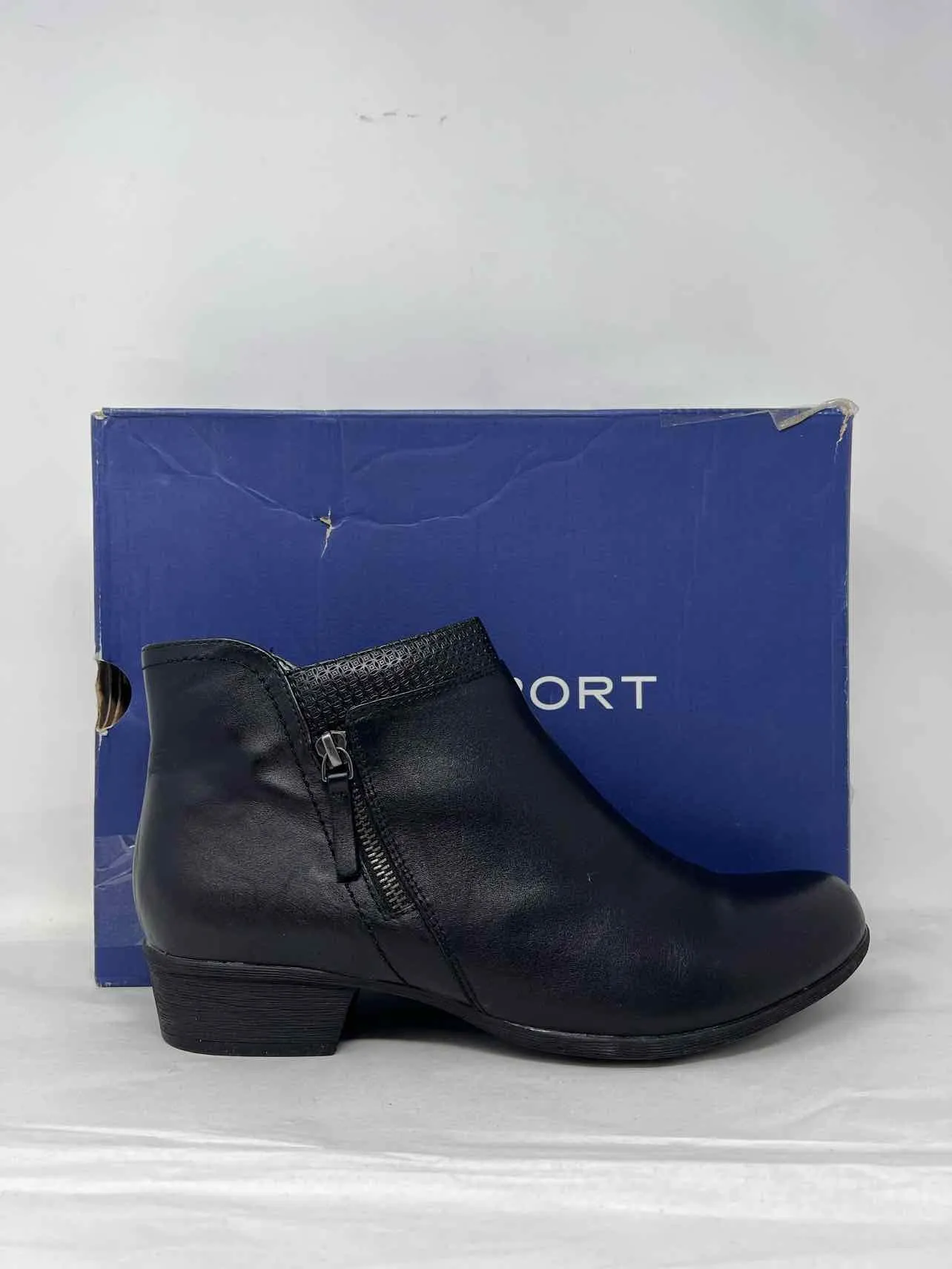 Rockport Size 11 Black Cut-outs Leather Shoes Ankle Boots