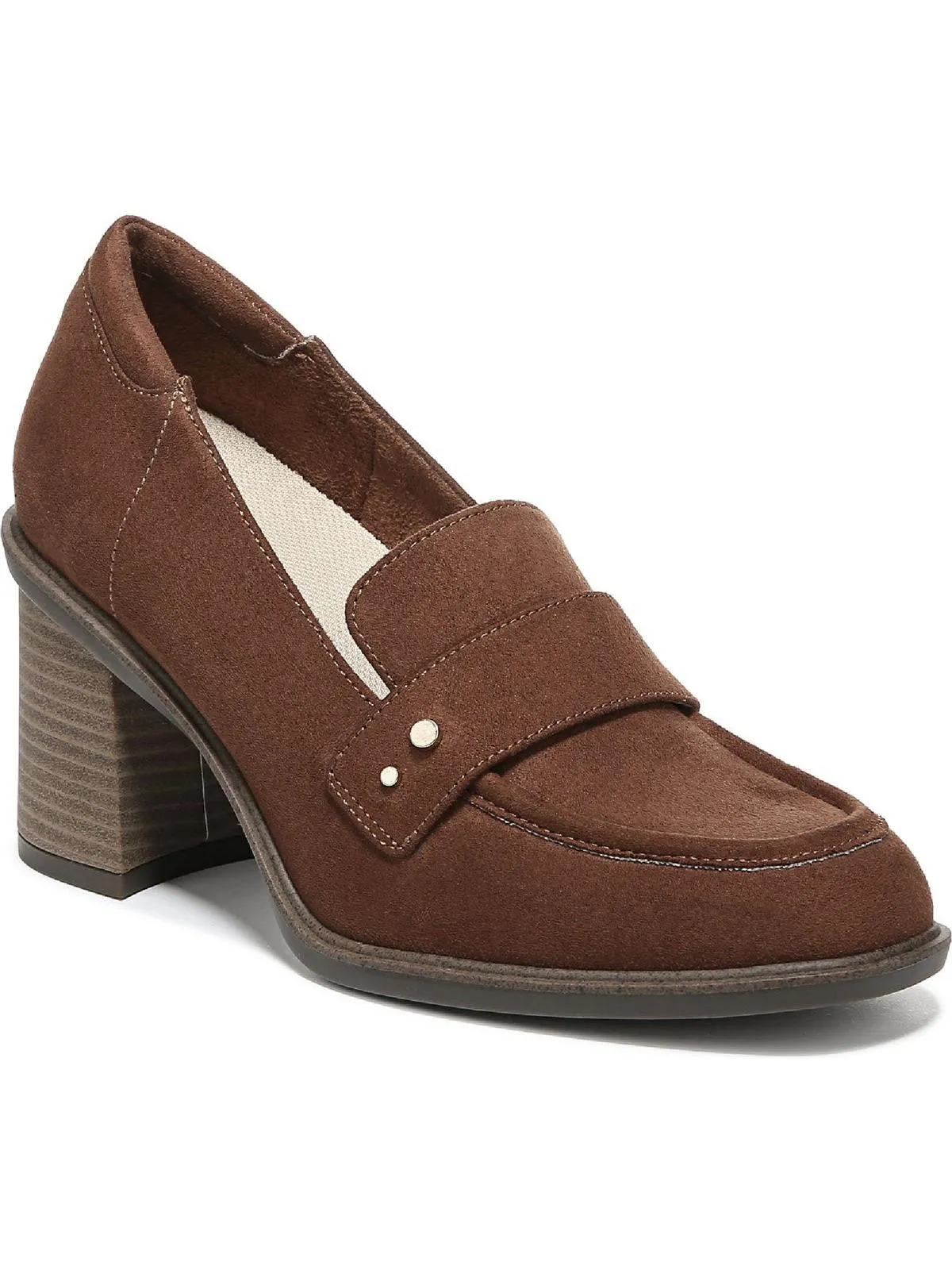 Rumors Womens Faux Suede Slip On Loafer Heels