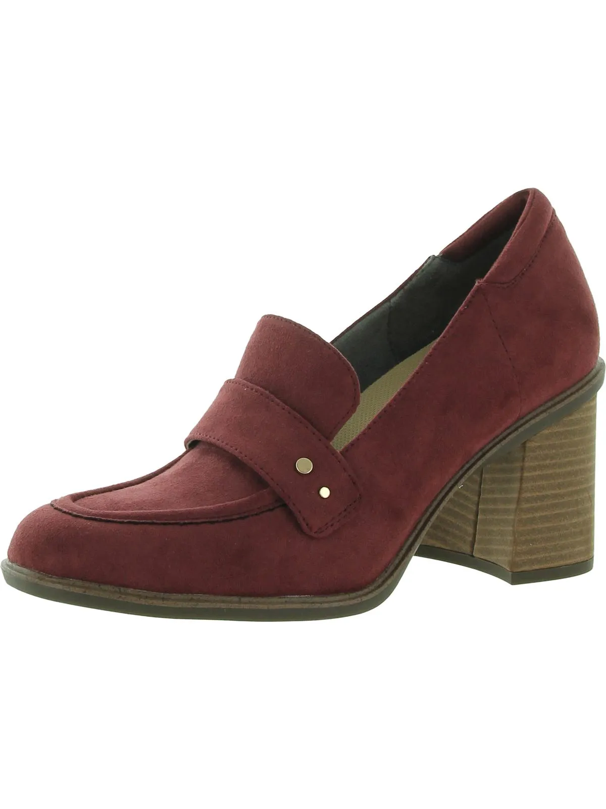 Rumors Womens Faux Suede Slip On Loafer Heels