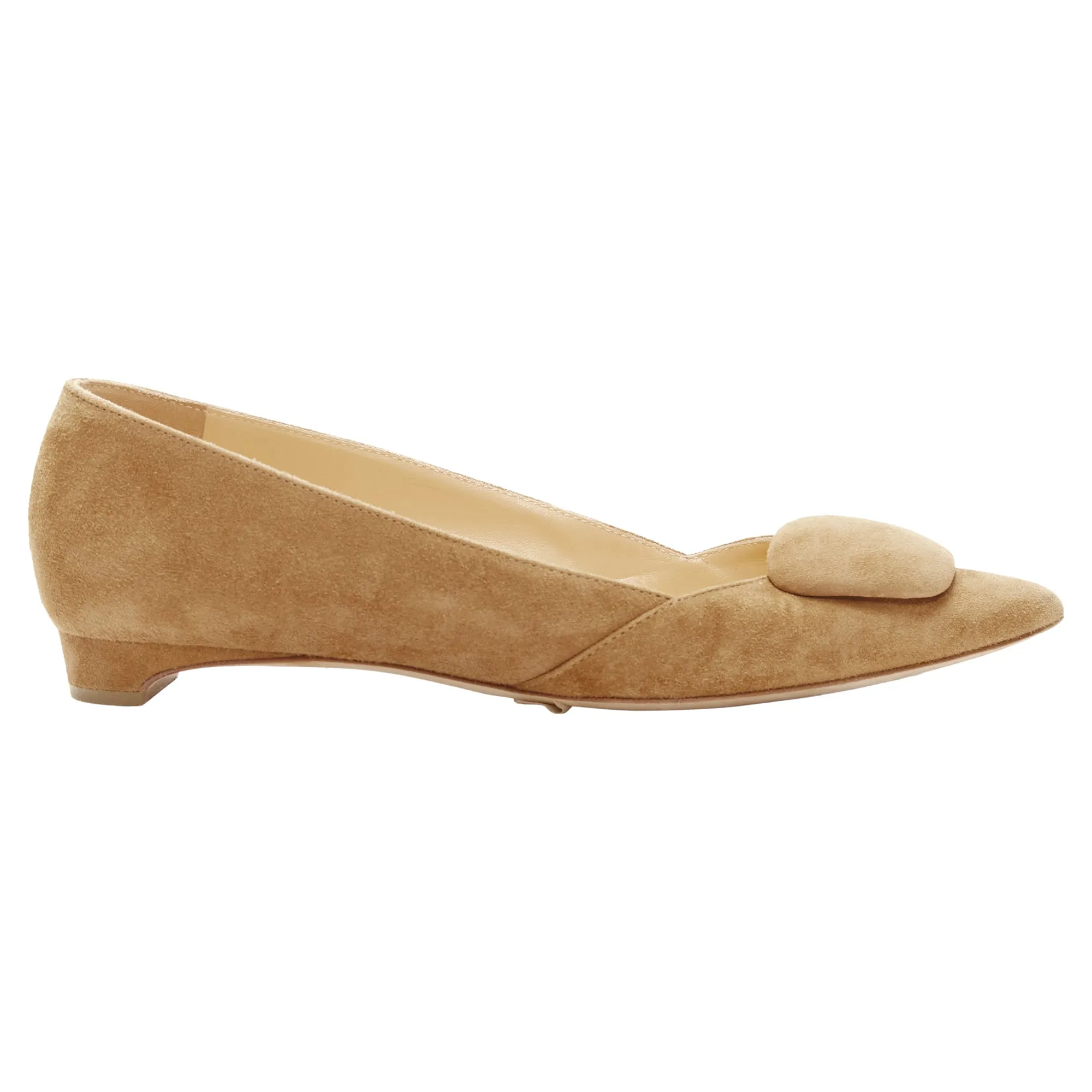 Rupert Sanderson Aga sand suede square flats
