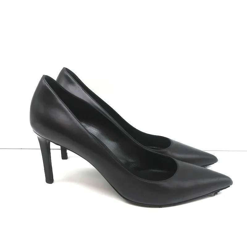 Saint Laurent Anja Pumps Black Leather Size 37.5 Pointed Toe Heels