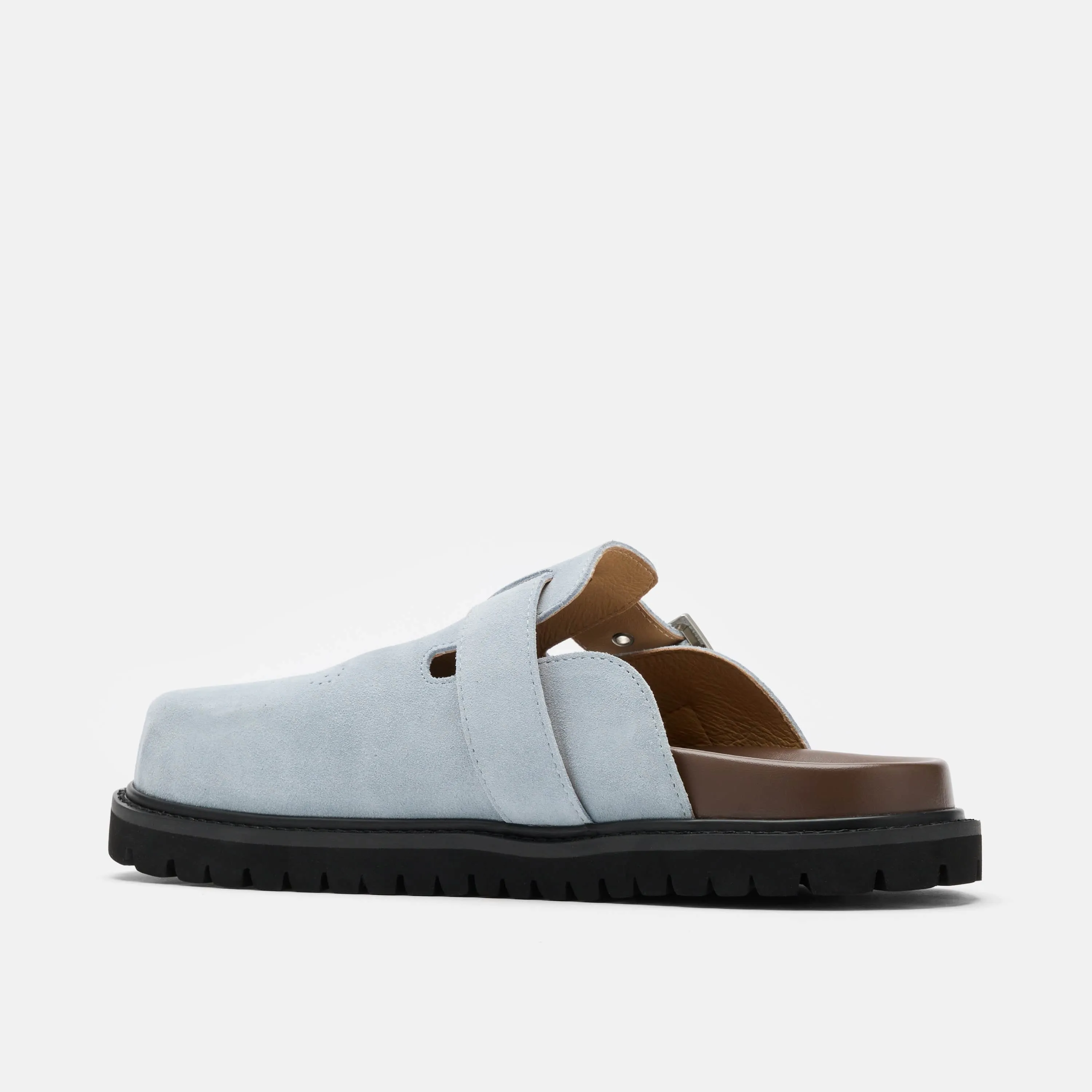 Shiloh Dusty Blue Suede Loafer Mules