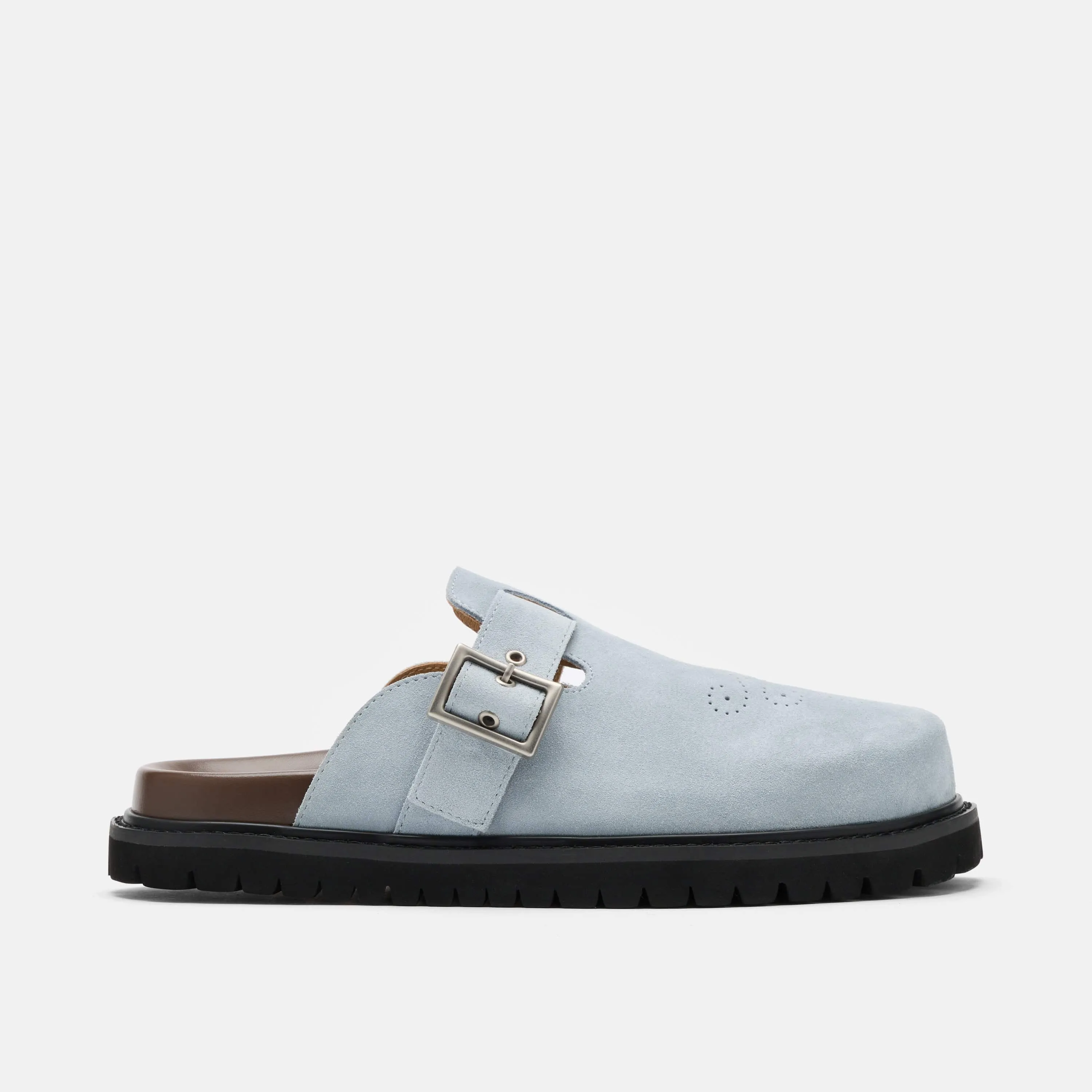 Shiloh Dusty Blue Suede Loafer Mules