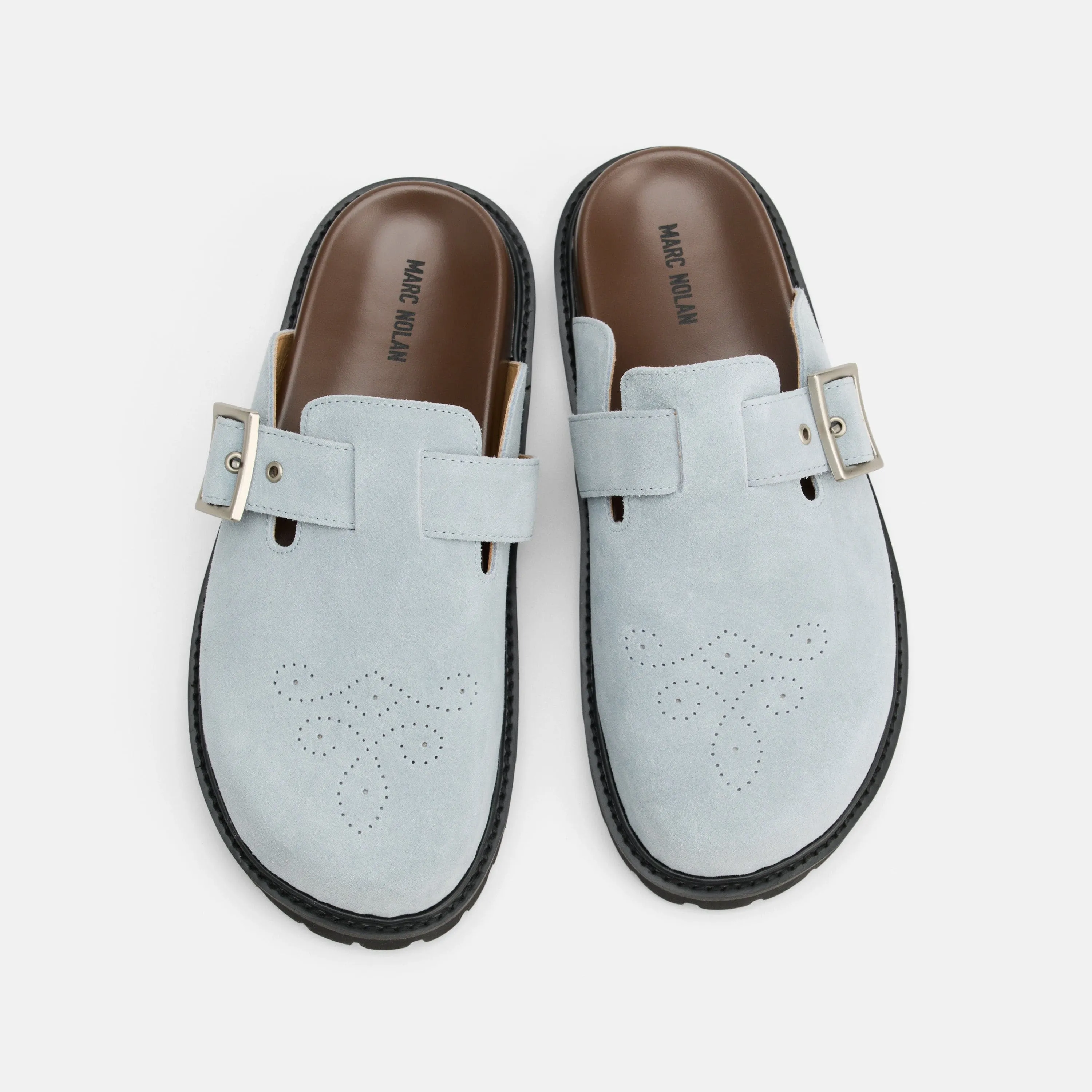 Shiloh Dusty Blue Suede Loafer Mules