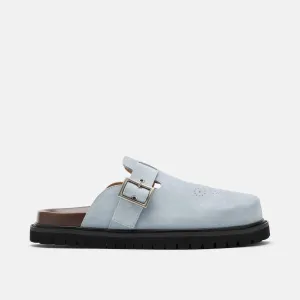 Shiloh Dusty Blue Suede Loafer Mules