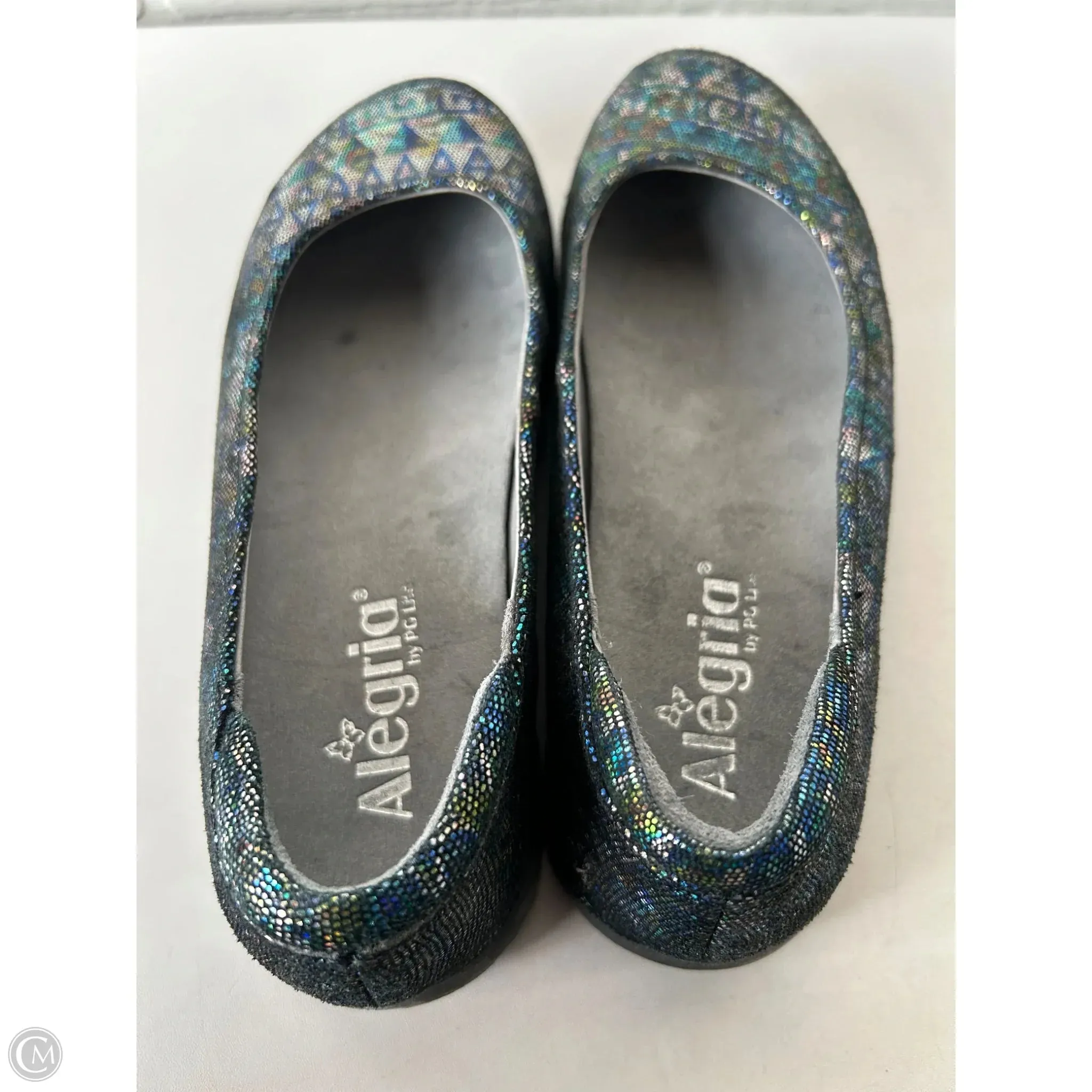 Shoes Flats By Alegria In Blue & Silver, Size: 7.5