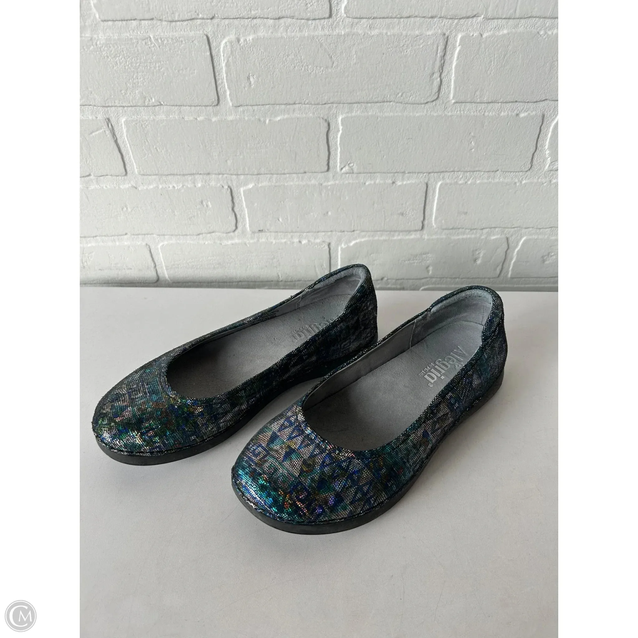 Shoes Flats By Alegria In Blue & Silver, Size: 7.5