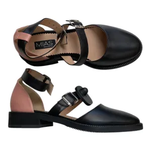Shoes Flats By MIAS In Black & Pink, Size:7.5