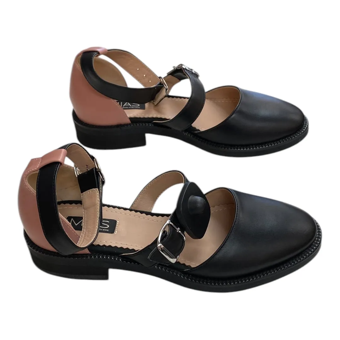 Shoes Flats By MIAS In Black & Pink, Size:7.5