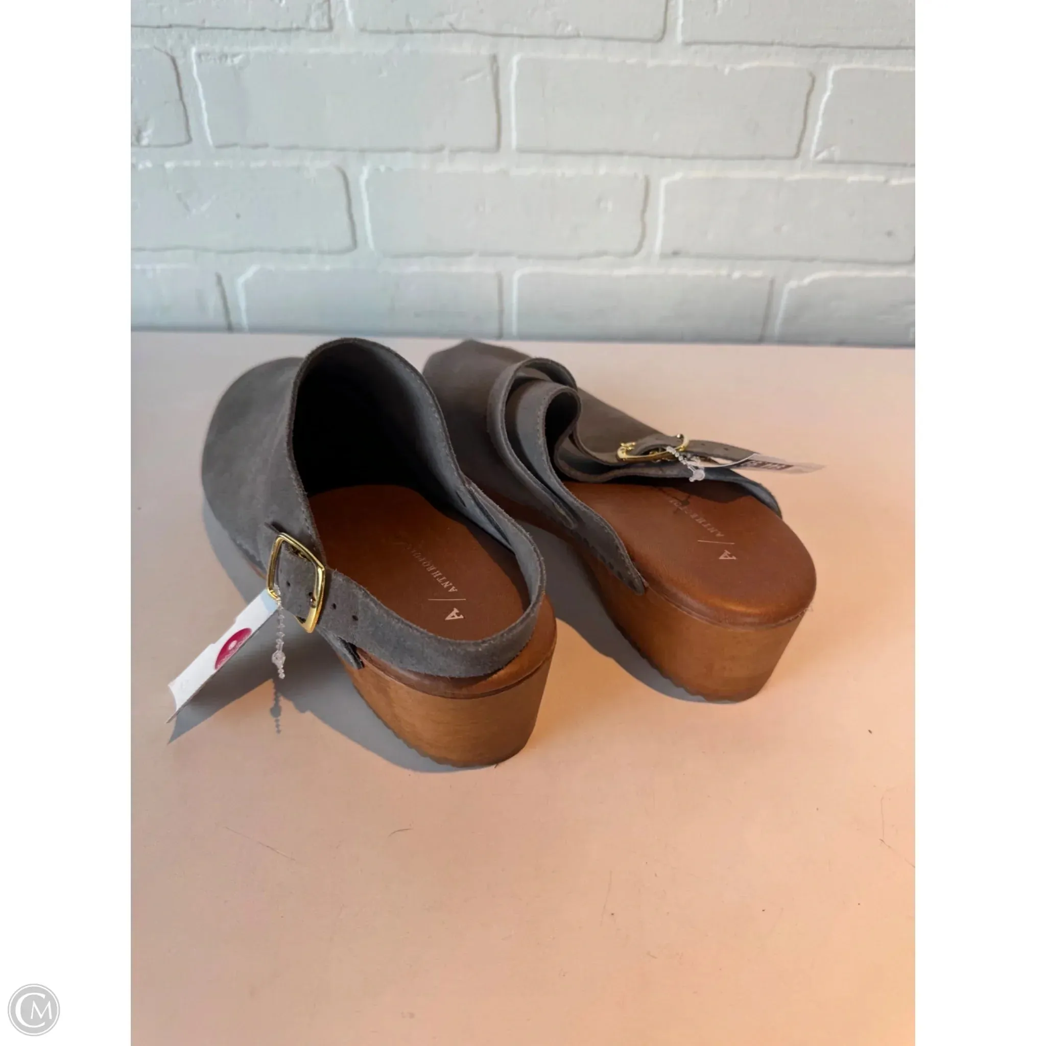 Shoes Heels Block By Anthropologie In Grey, Size: 8.5
