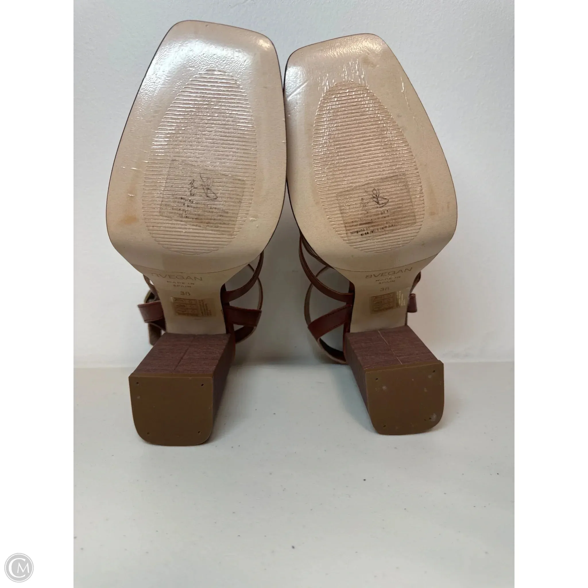 Shoes Heels Block By Clothes Mentor In Brown, Size: 7.5