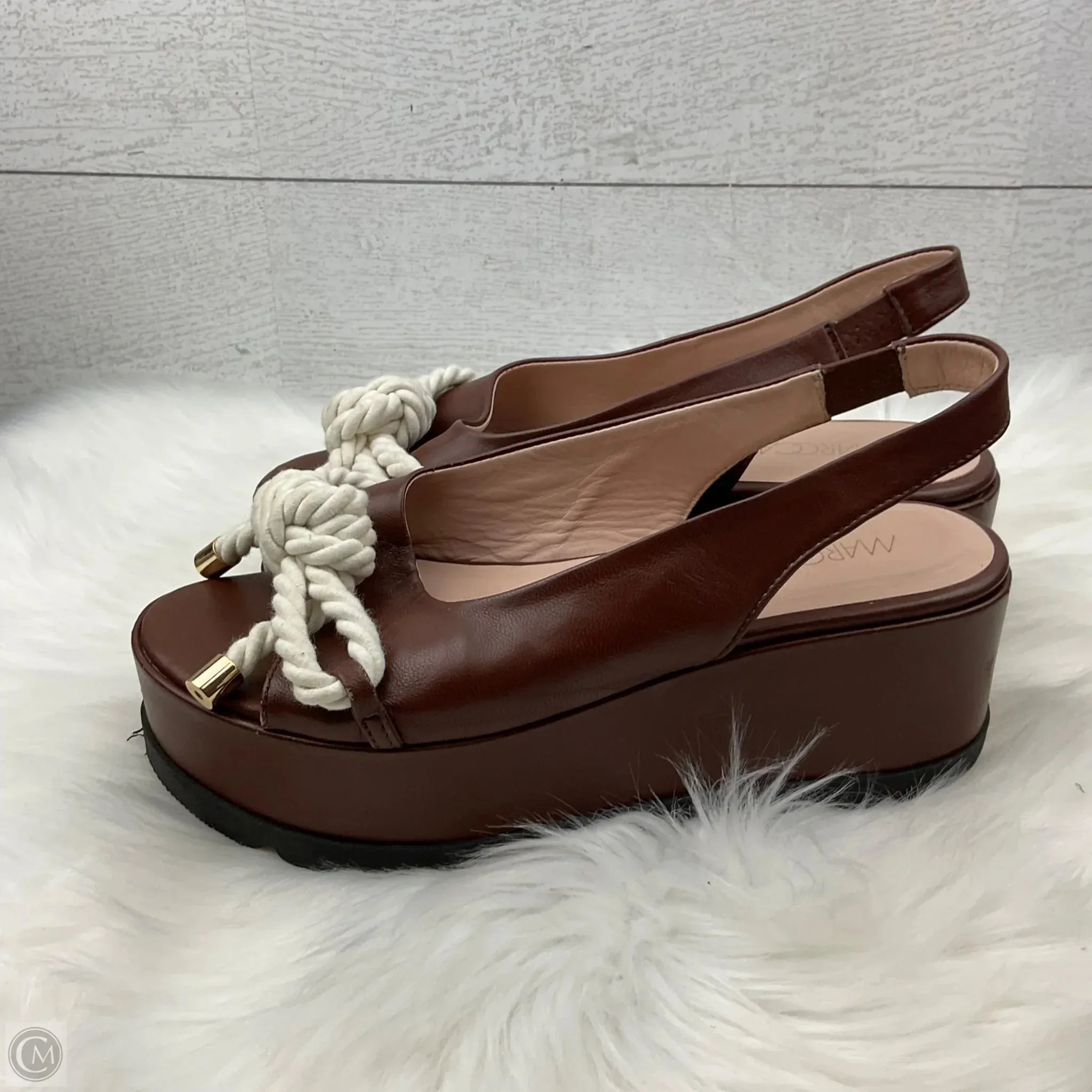 Shoes Heels Block By Clothes Mentor In Brown, Size: 7.5