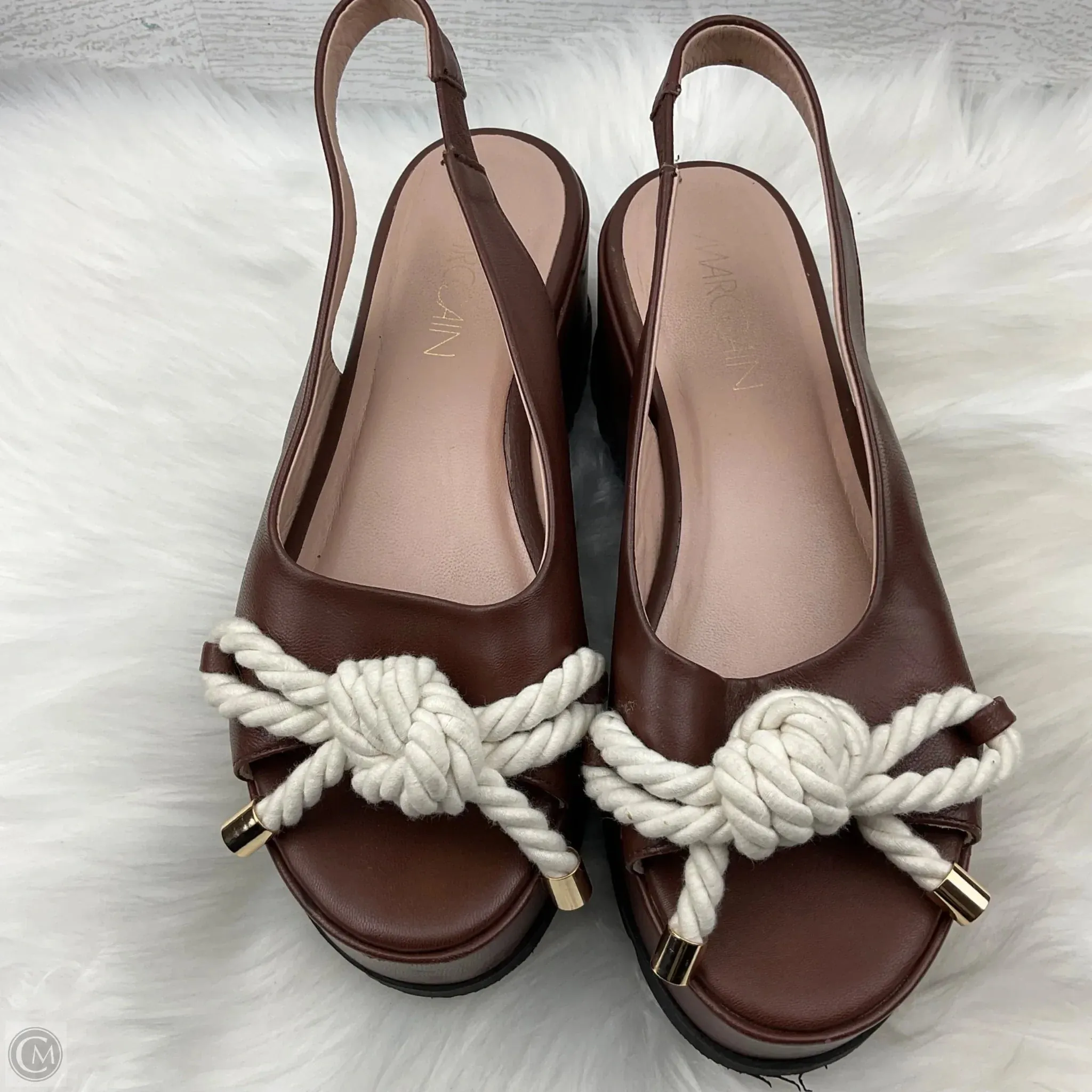 Shoes Heels Block By Clothes Mentor In Brown, Size: 7.5