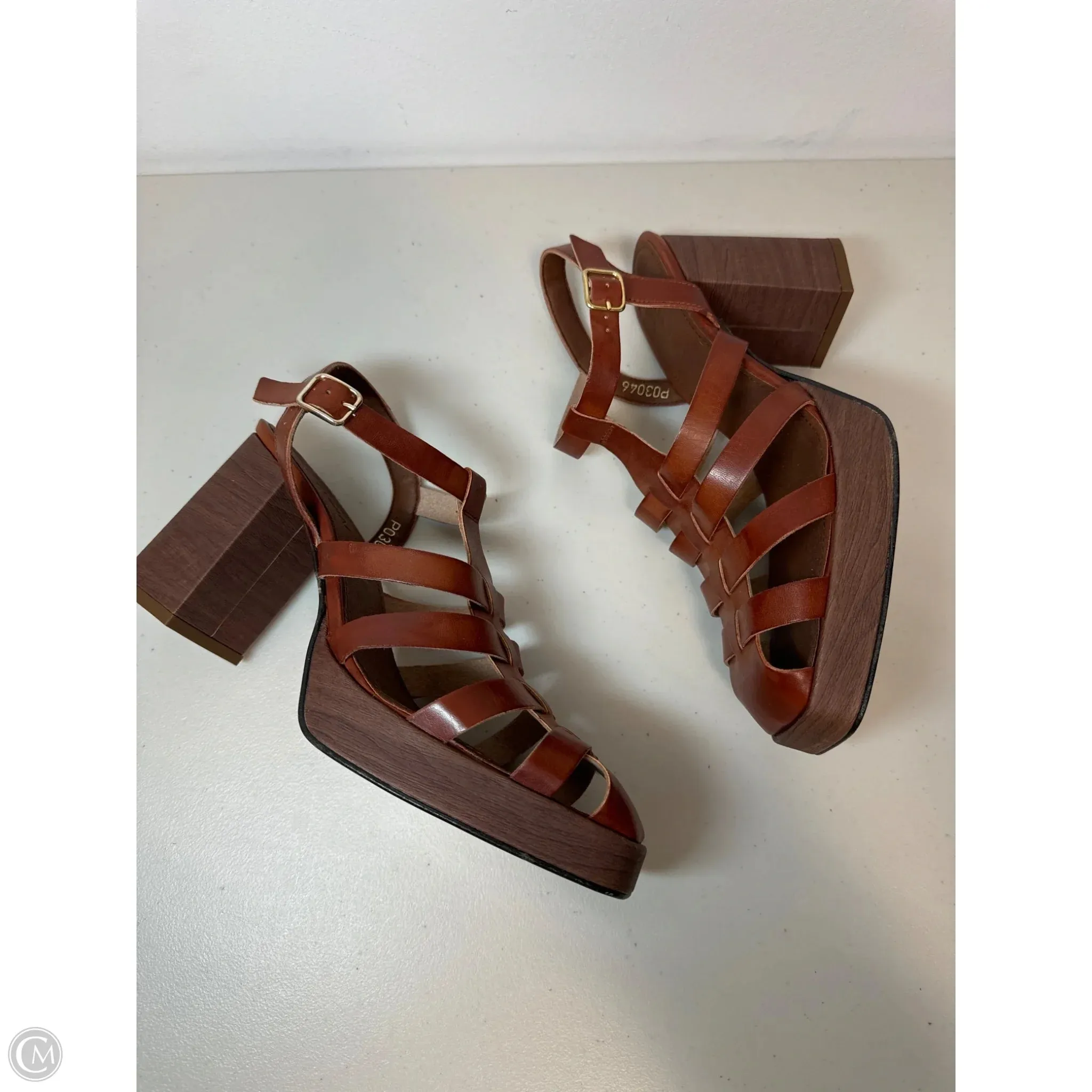 Shoes Heels Block By Clothes Mentor In Brown, Size: 7.5