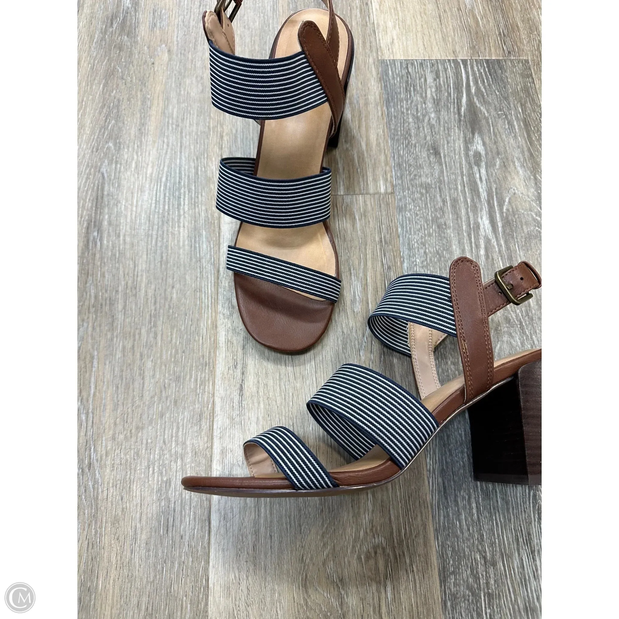 Shoes Heels Block By Market & Spruce In Striped Pattern, Size: 10