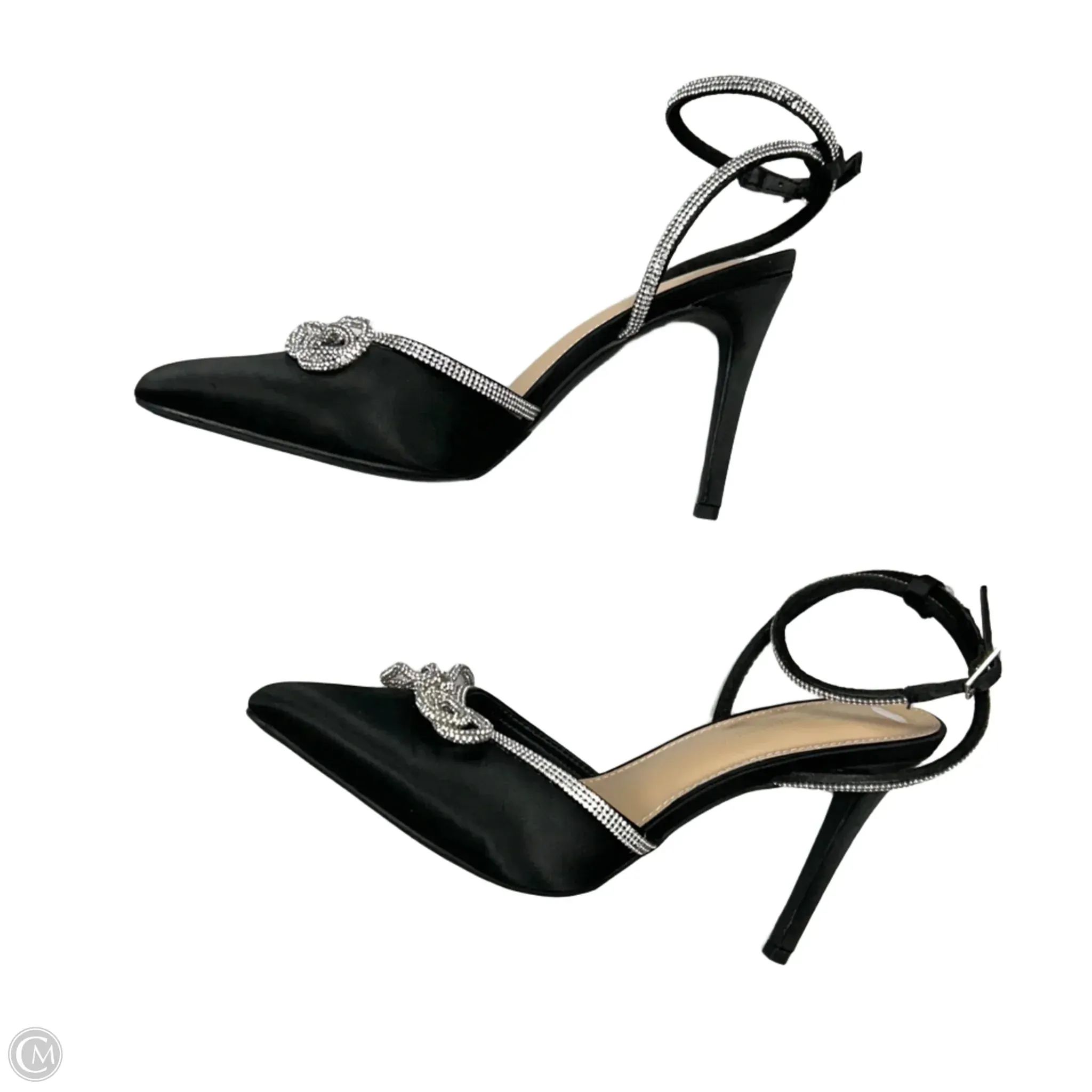 Shoes Heels Stiletto By Bcbgeneration In Black & Silver, Size: 9