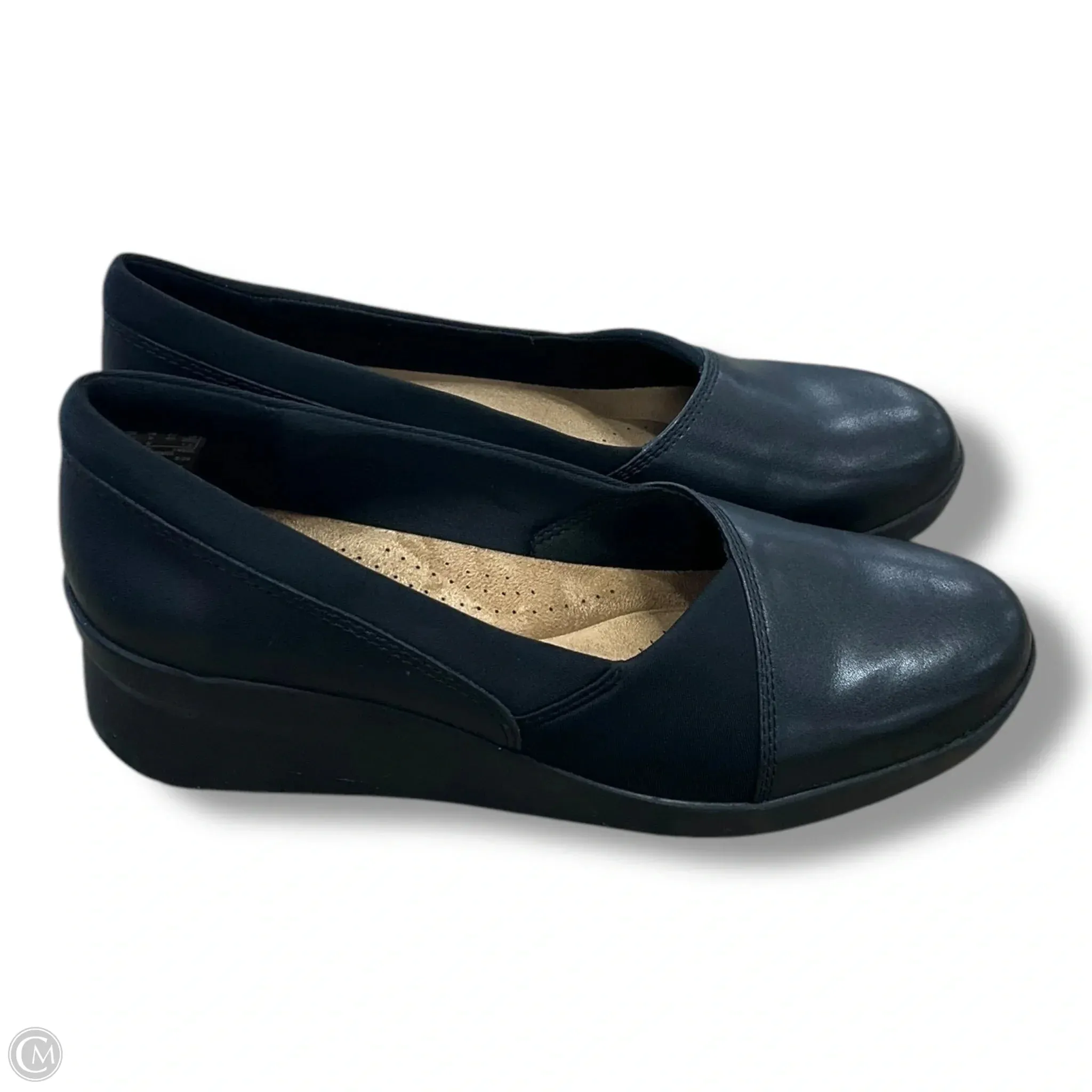 Shoes Heels Wedge By Clarks In Black, Size: 9