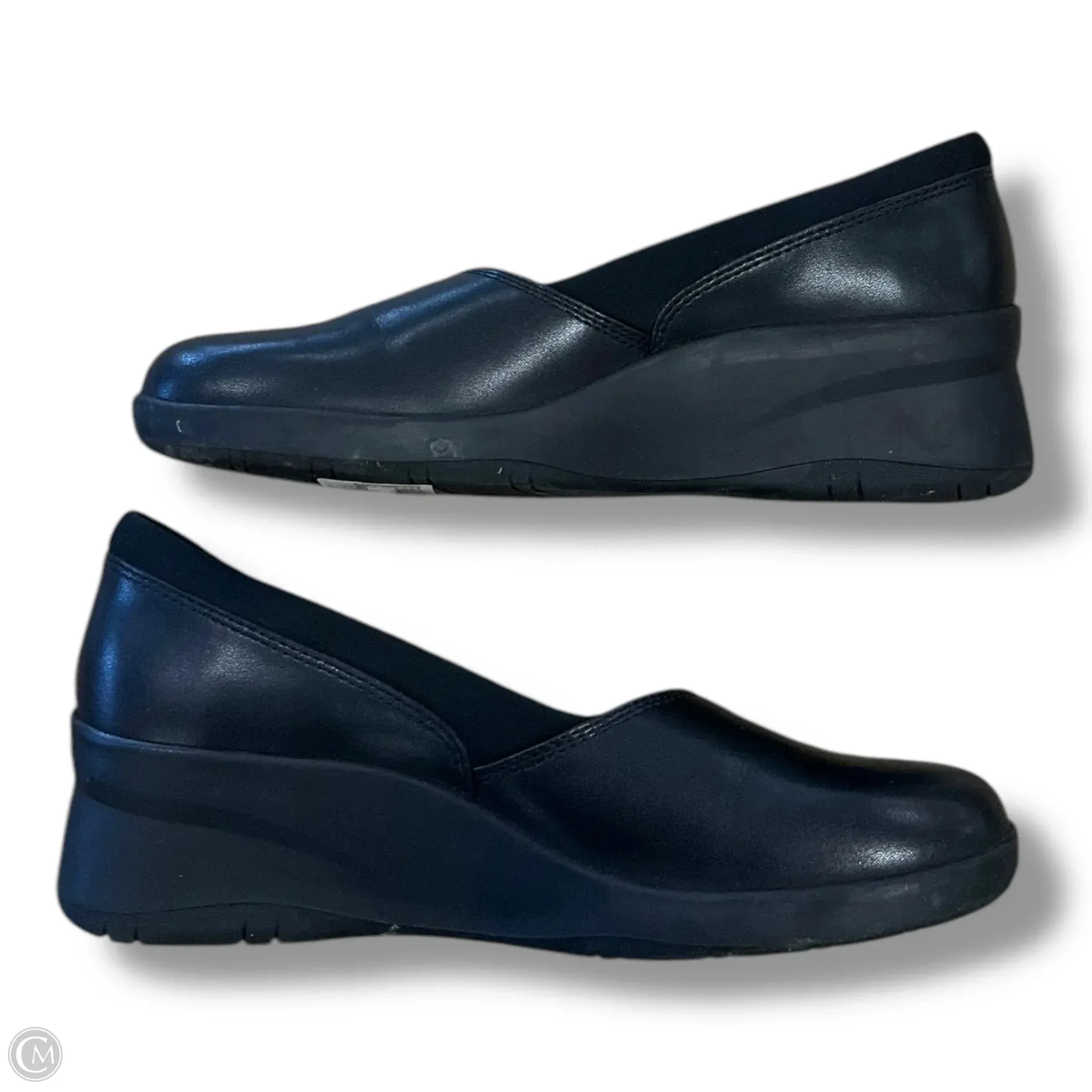 Shoes Heels Wedge By Clarks In Black, Size: 9