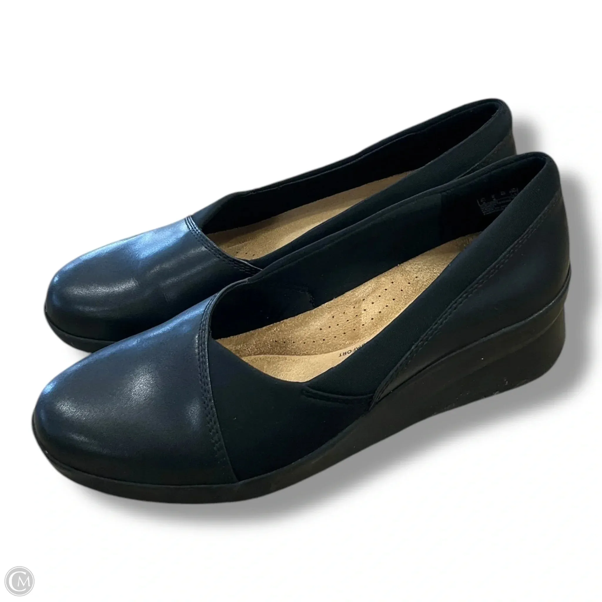 Shoes Heels Wedge By Clarks In Black, Size: 9