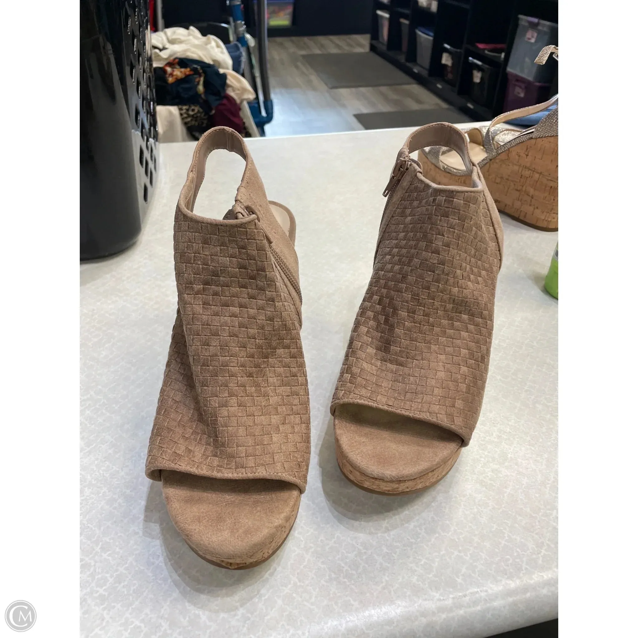 Shoes Heels Wedge By Fergalicious In Brown, Size: 10