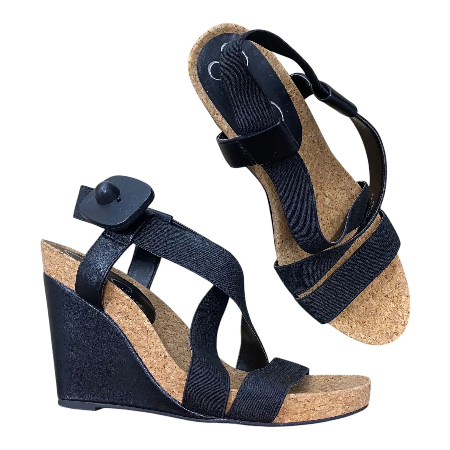 Shoes Heels Wedge By Jessica Simpson In Black & Tan, Size:8