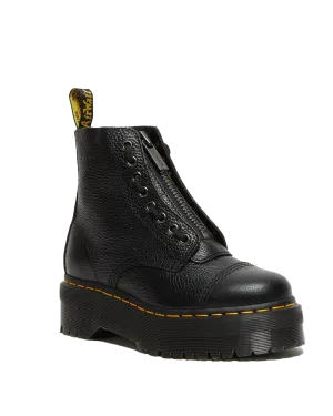 Sinclair Milled Nappa Leather Platform Boots in Black Milled Napa