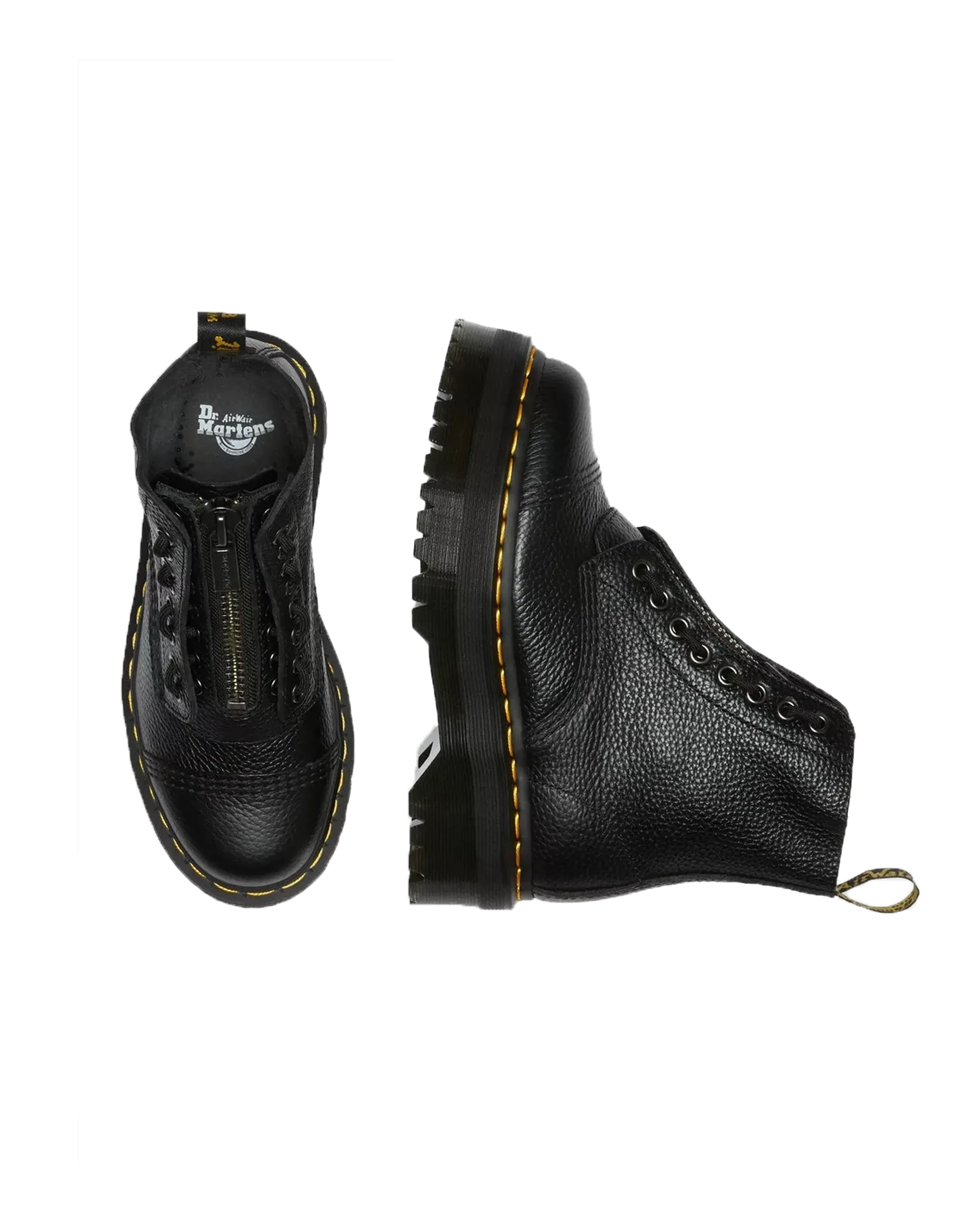 Sinclair Milled Nappa Leather Platform Boots in Black Milled Napa