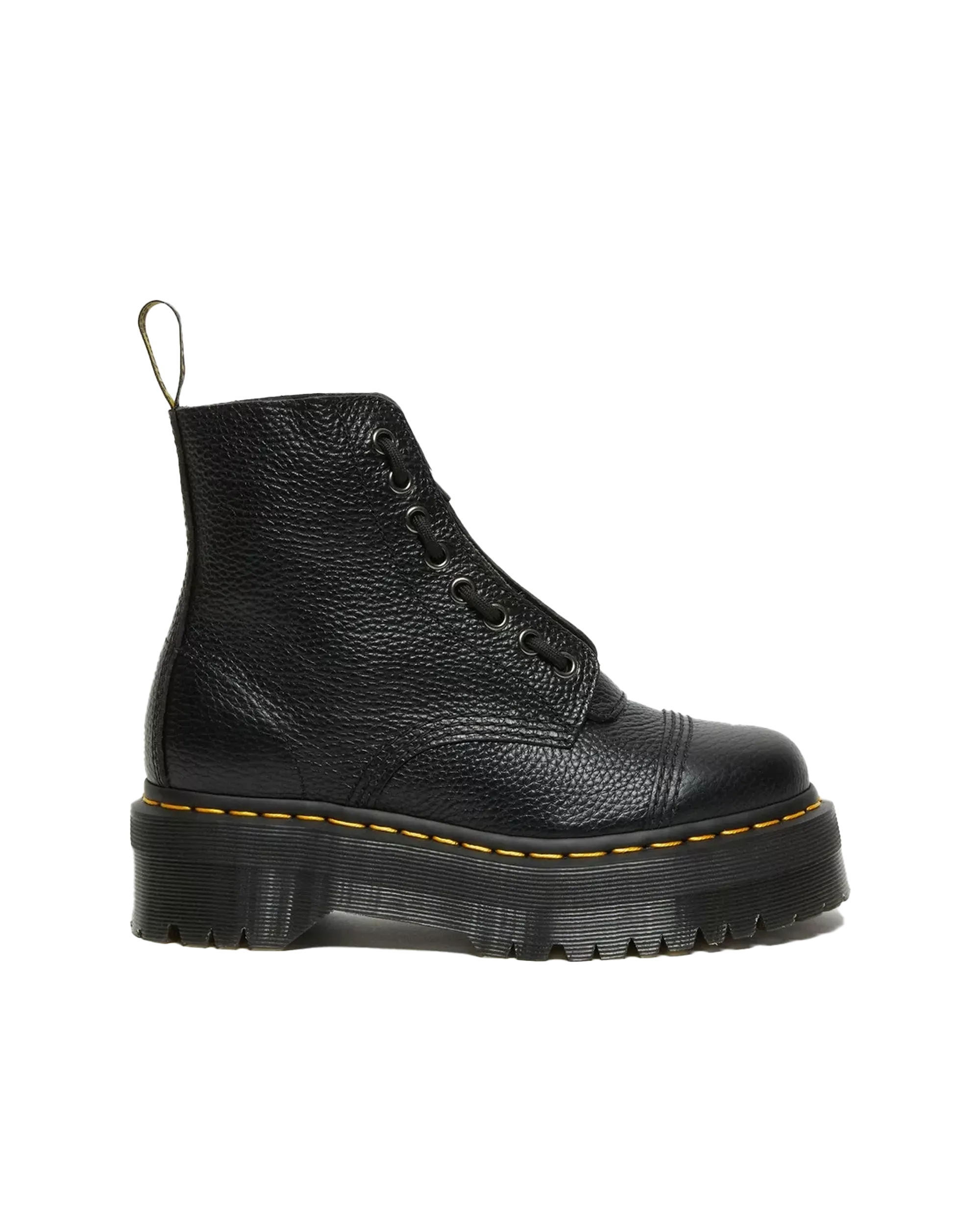 Sinclair Milled Nappa Leather Platform Boots in Black Milled Napa
