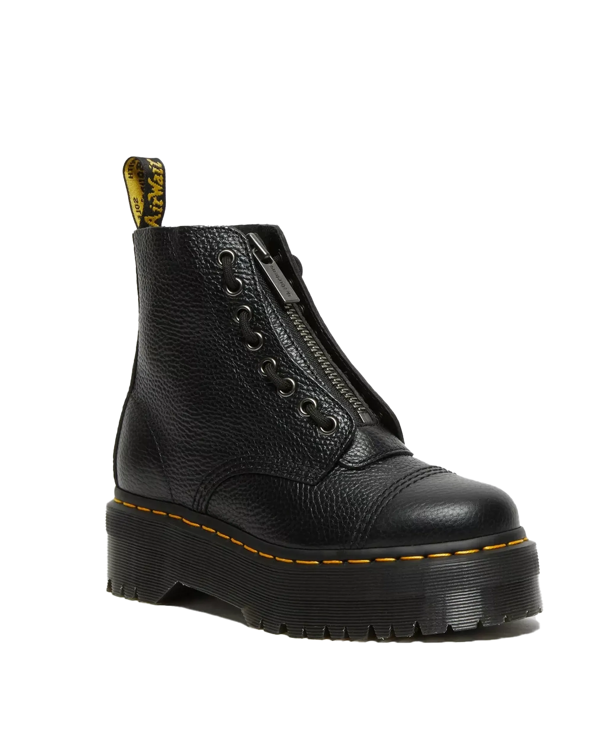 Sinclair Milled Nappa Leather Platform Boots in Black Milled Napa