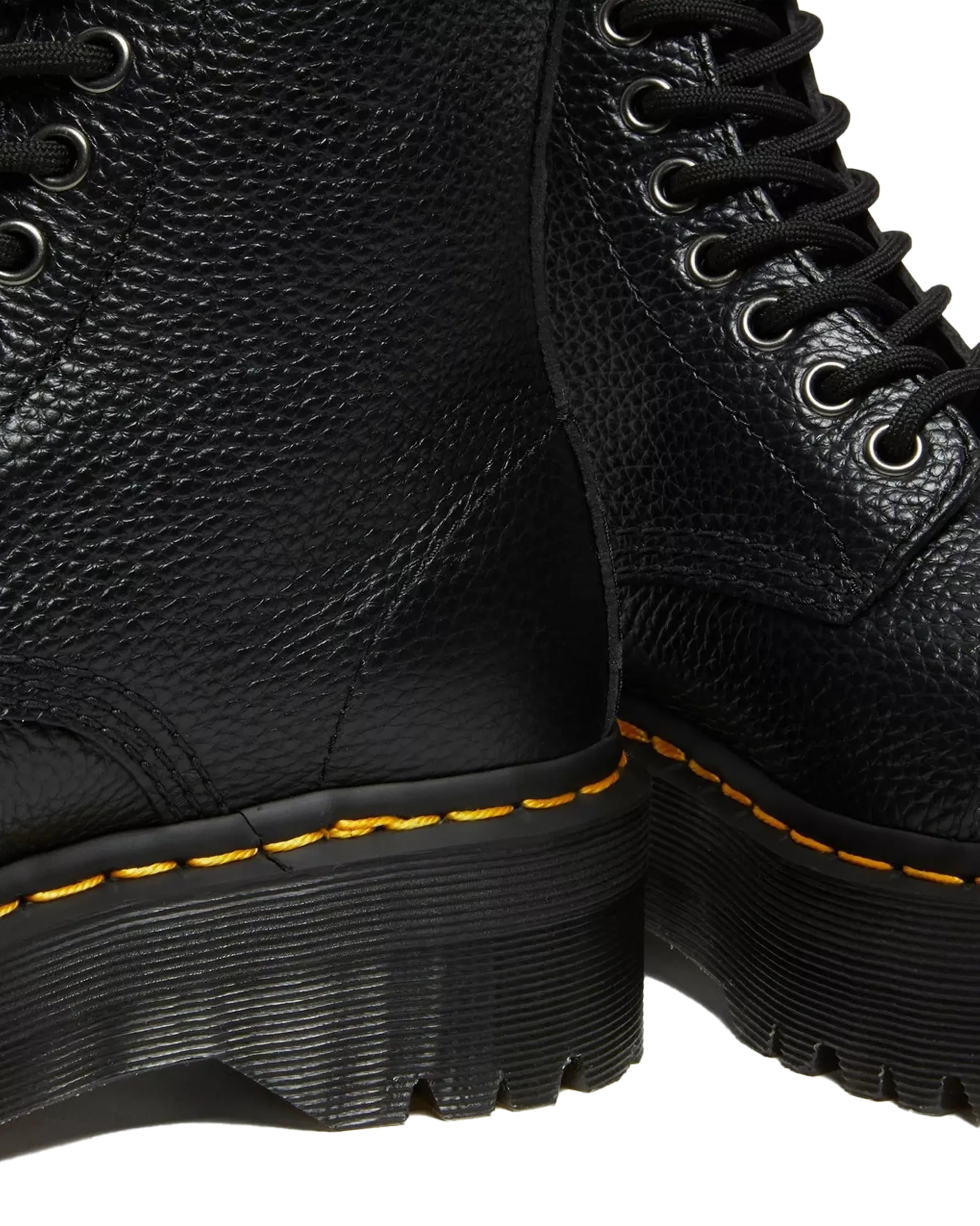 Sinclair Milled Nappa Leather Platform Boots in Black Milled Napa