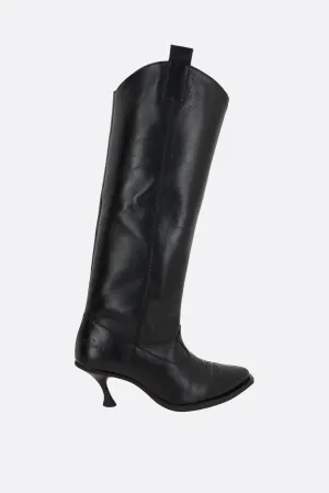 smooth leather western boots